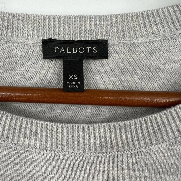 Talbots Lightweight Pullover Gray Nautical Anchor Sweater Beaded Rope size XS - Picture 5 of 5